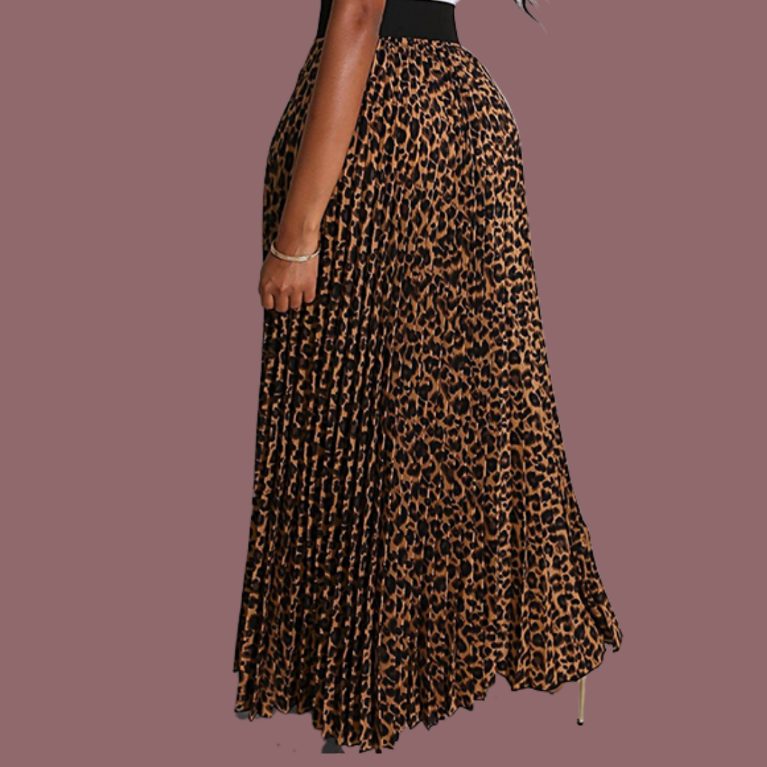 Leopard Pleated Skirt - OMGSTYLEZ