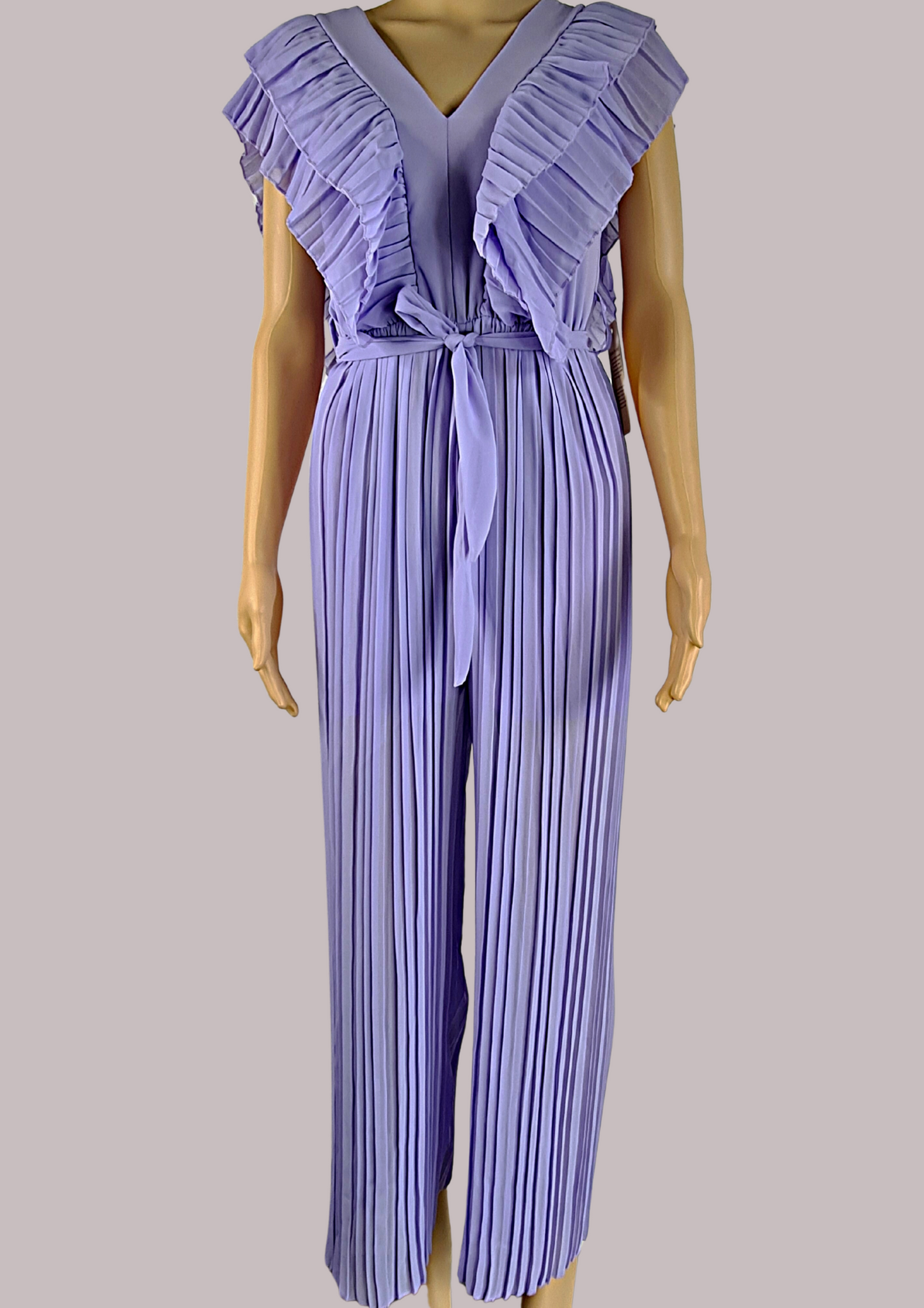 V-NECK PLEATED JUMPSUIT - OMGSTYLEZ