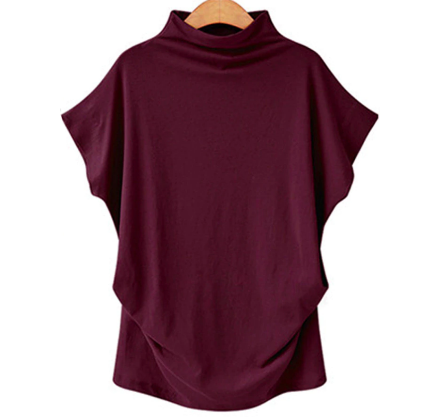 Turtleneck  Batwing Sleeve T-shirt - OMGSTYLEZ