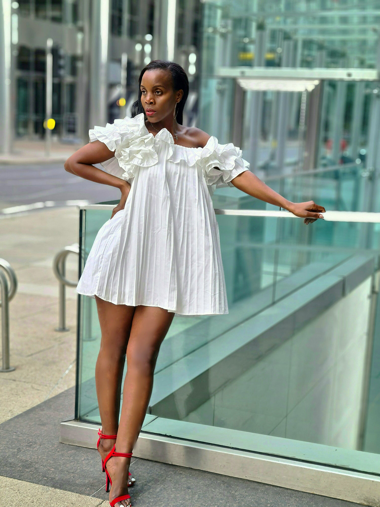 Kara Ruffle shoulder dress - OMGSTYLEZ