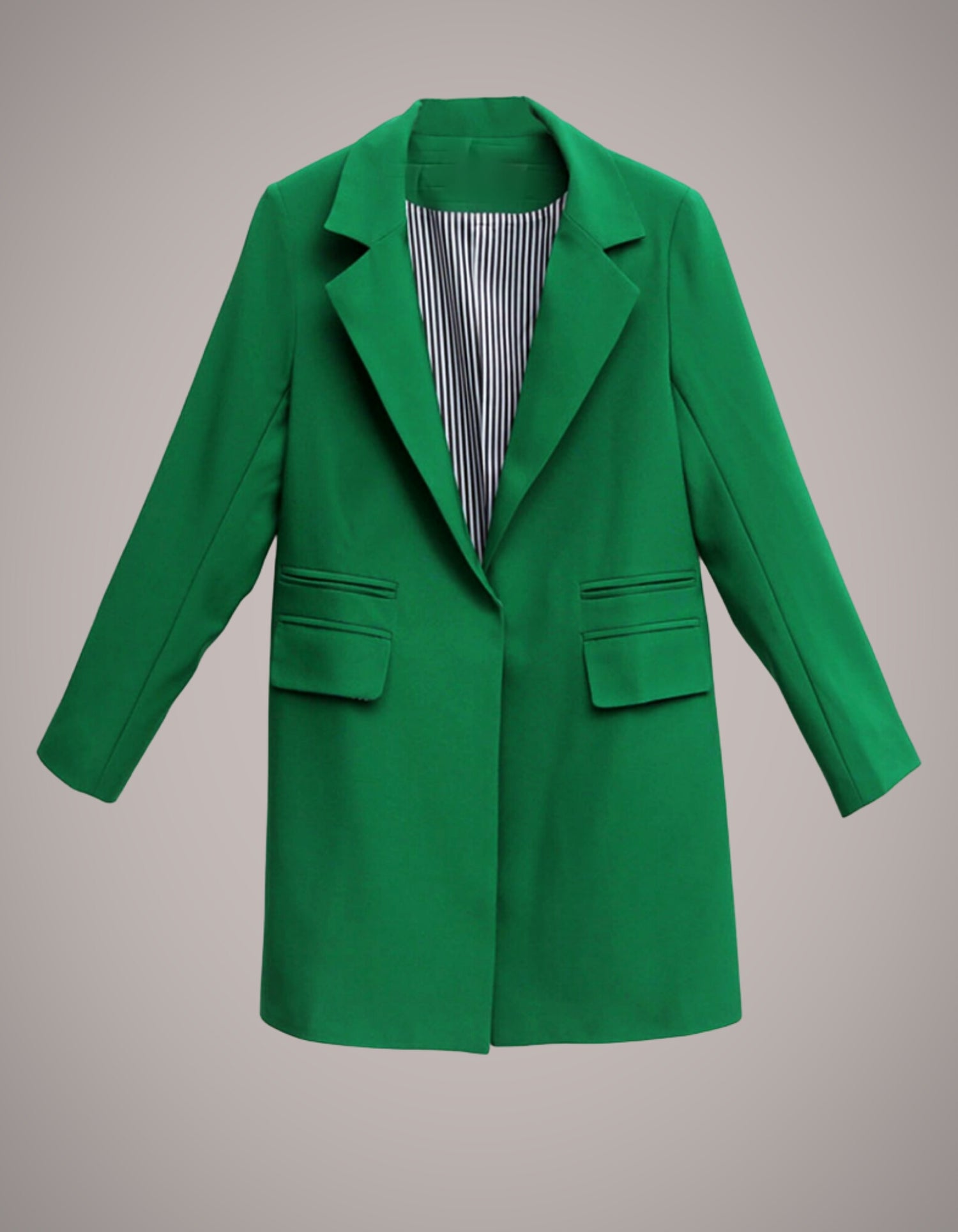 Green Single Button Long Blazer - OMGSTYLEZ