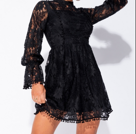 HIGH NECK LACE DRESS - OMGSTYLEZ