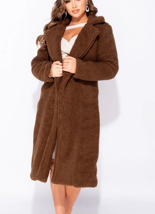 LONGLINE BORG TEDDY COAT - OMGSTYLEZ