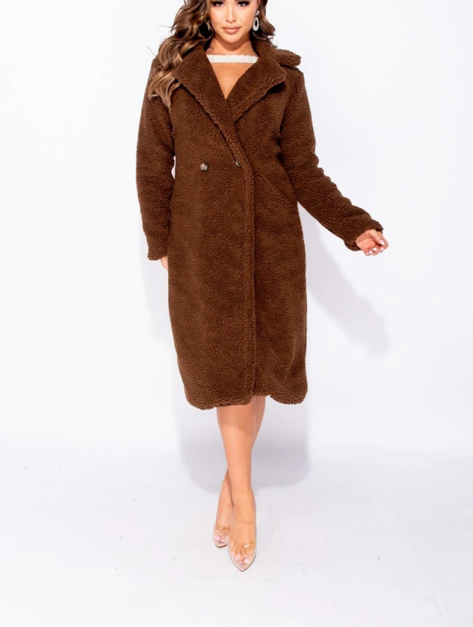 LONGLINE BORG TEDDY COAT - OMGSTYLEZ