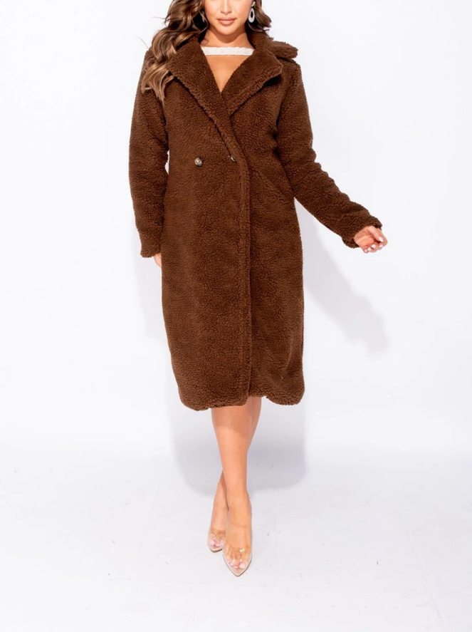 LONGLINE BORG TEDDY COAT - OMGSTYLEZ