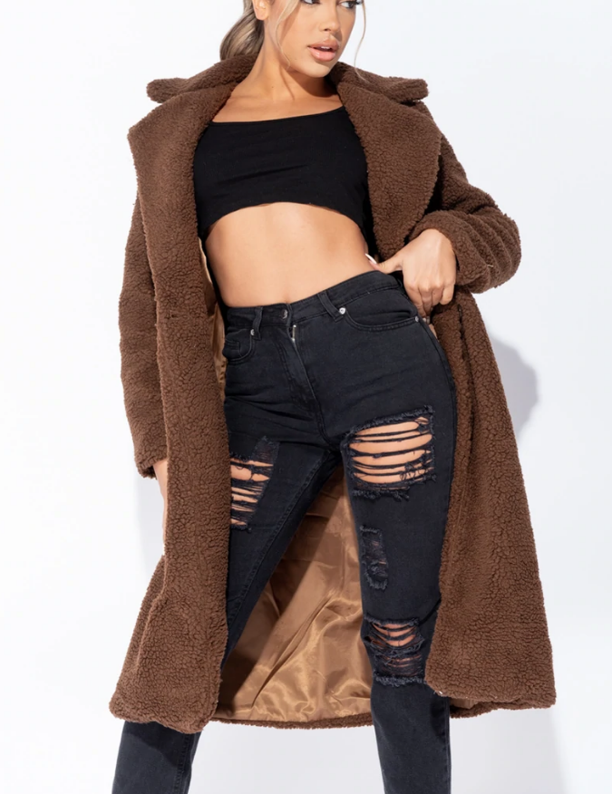 LONGLINE BORG TEDDY COAT - OMGSTYLEZ