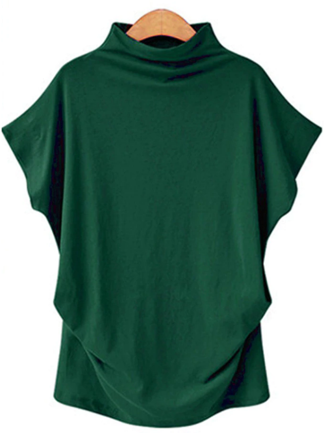 Turtleneck  Batwing Sleeve T-shirt - OMGSTYLEZ